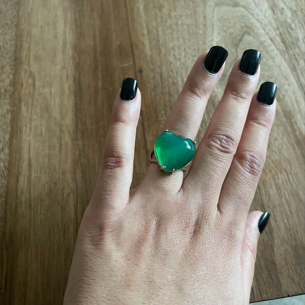 Green Natural Stone Sterling Silver Ring